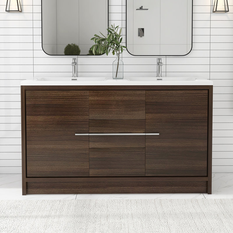 Meuble-lavabo double 58,8 po Darol, Blanc