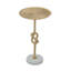 Table d'appoint dorée 13,8 x 13,8 x 24 po avec nœuds en corde et base en marbre blanc
