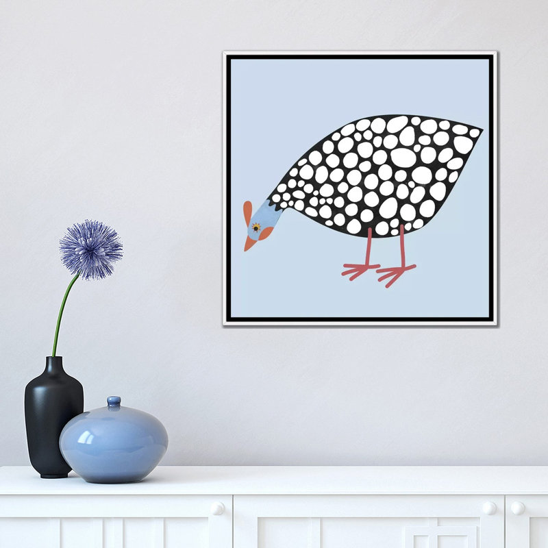 « Hen Guinea » par Nic squirrell-impression, H 18 po x l 18 po x 1,5 po, Pas de tapis, Toile blanche encadrée