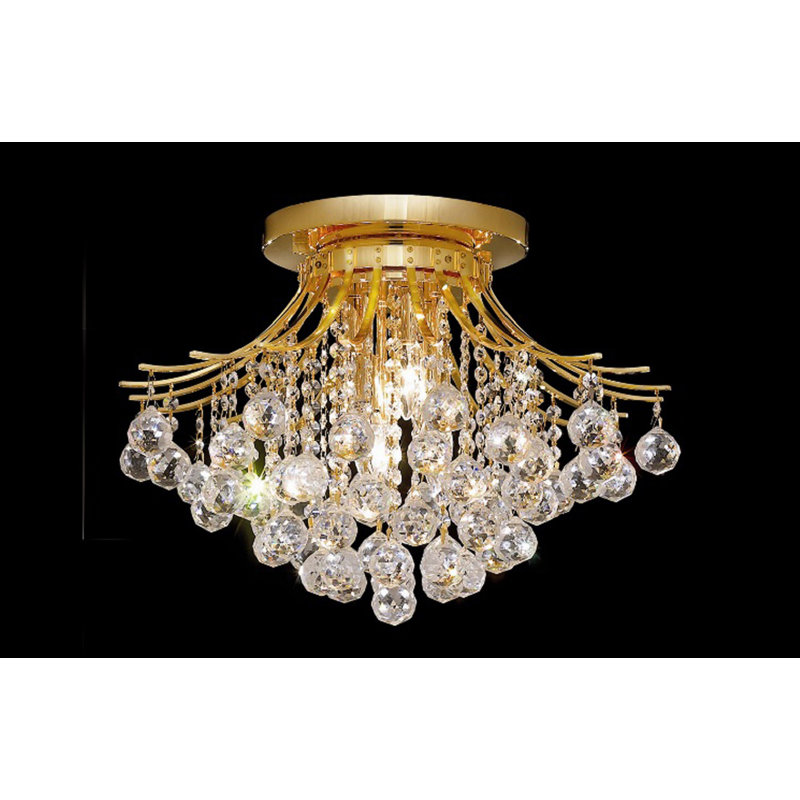 Plafonnier encastré sphérique Spoutnik 9 lumières 24 po Warlick, Or