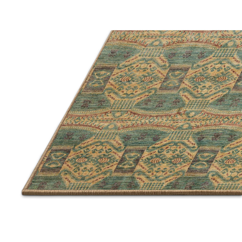 Tapis marocain brun / vert, Rectangle de 5 pi x 8 pi