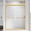 56 - 60 In. W Sliding Shower Door, Adjustable Semi-, Clear Tempered Glass, 304 Stainless Steel Brushed Gold Handles Handle