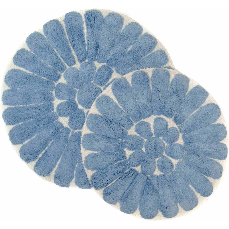 Tapis pour salle de bain Cressona, Blanc cassé / Bleu