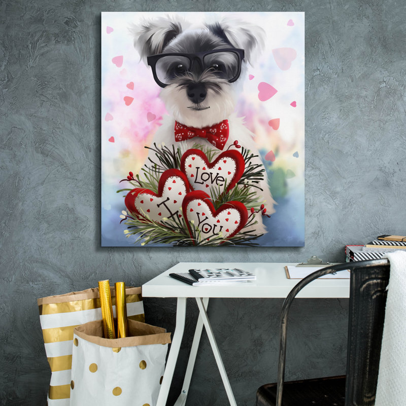  «Furry Terrier avec lunettes et nœud papillon» par Kajenna, art mural sur toile, 26 po x 30 po, H 30 po x l 26 po