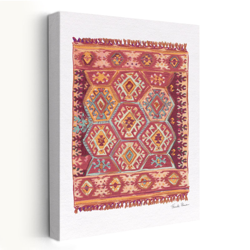 Tapis marocain chaud II - art turquoise à pois crème, H 24 po x l 16 po