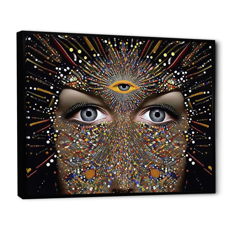 Sacred Vision Three Eye Vision, reproduction d'art sur toile, Cadre flottant noir, H 16 po x l 32 po x P 1 po