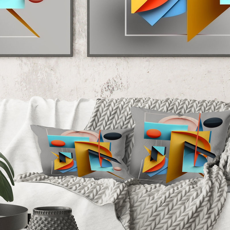 Graphic Retro Compositions IV - Abstract Geometric Printed Throw Pillow