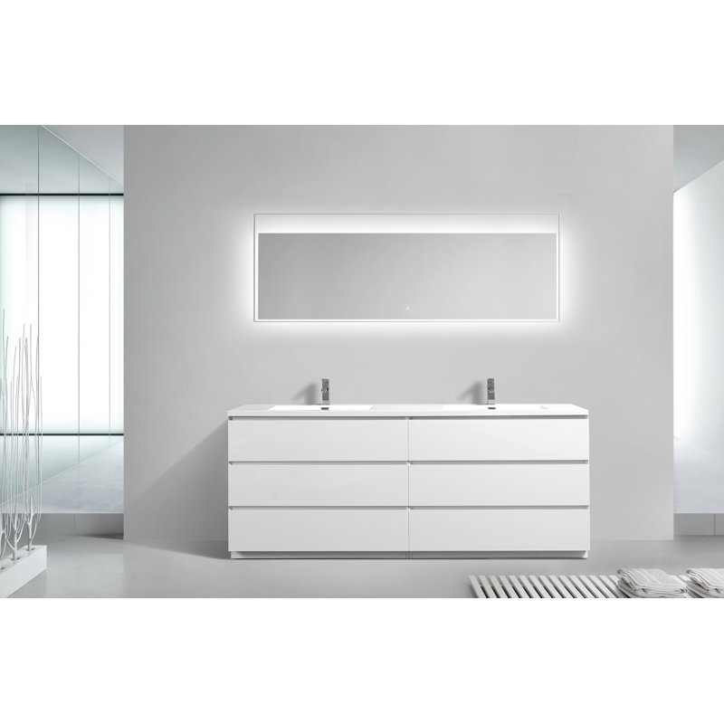 Ensemble de meuble-lavabo double 84 po Bobijo, Blanc très luisant