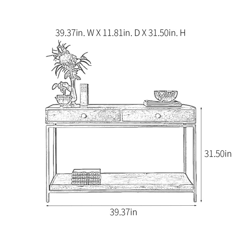 Retro Multifunctional Console Table, 31.5" H x 39.37" W x 11.81" D