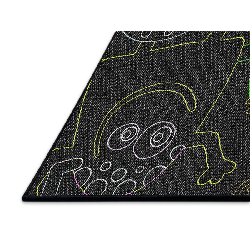 Tapis noir / vert / jaune Lyla, Rectangle de 5 pi x 8 pi