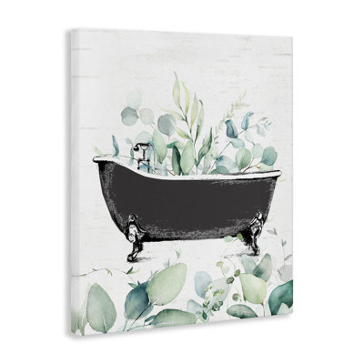 Toile de baignoire à feuilles d'eucalyptus, design avec lettres et doublure