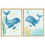 Aquarelle, baleine, ensemble d'art mural encadré de 2 - impressions océan bleu pour salle de bain ou chambre d'enfant-119346999-119346998