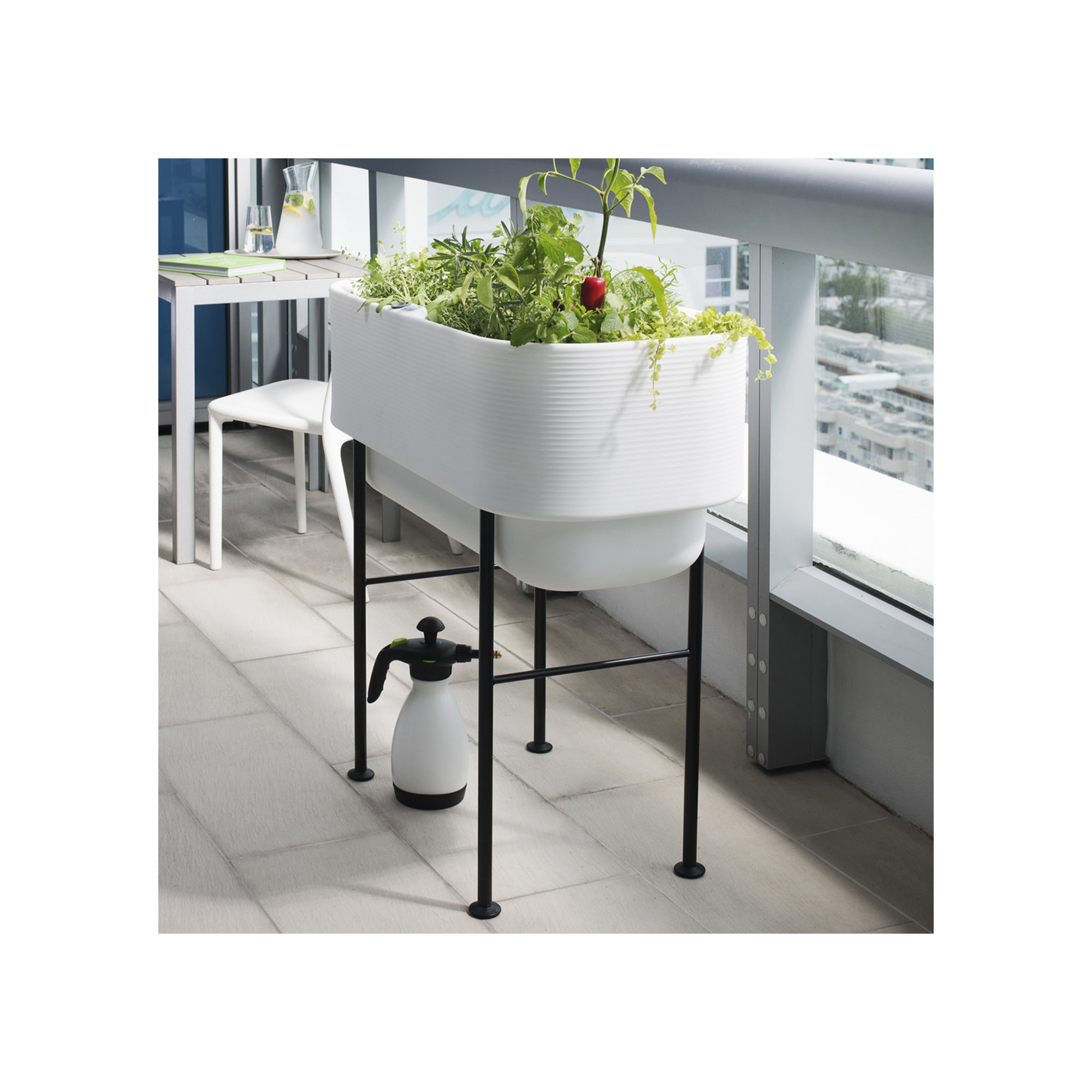 Nest Self Watering Raised Planter Box, 35.75'' H x 44'' W x 22'' D, Alpine White