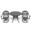 Ensemble de salle à manger 3 pièces en aluminium coulé toutes saisons comprenant 2 chaises pivotantes et une table ronde de 39,37 po avec structure noire-1050815965