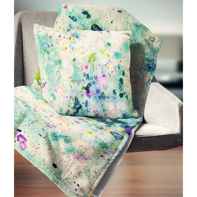 Éclaboussure de couleur - coussin à imprimé floral, 16 po x 1 po, Coussin décoratif