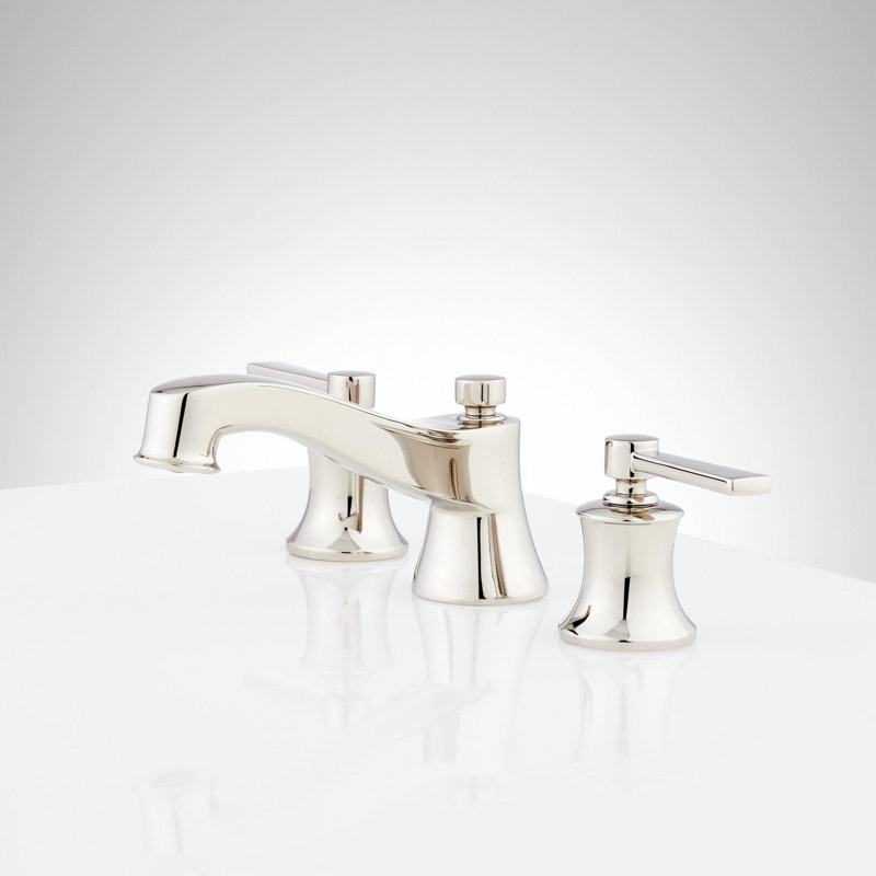 Polished Nickel Widespread Bathroom Faucet with Pop-Up Drain