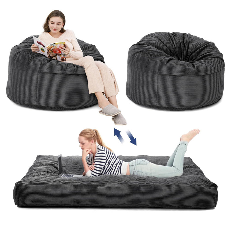 Fauteuil à billes, fauteuil à billes convertible, Gris foncé