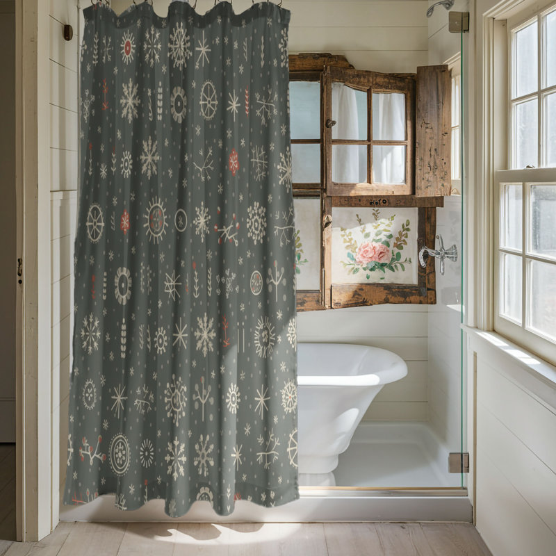 Rideau de douche Wintry Snow Design - Premium, H 74 po x l 71 po