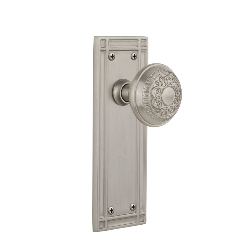 Plaque de mission avec bouton de porte Egg & Dart, Nickel satiné, 2-3/4"