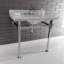 Lavabo console en marbre Carrara de 36 pouces avec pieds en acier inoxydable Kingston Monarch Kingston (8 pouces, 3 trous)-51154831