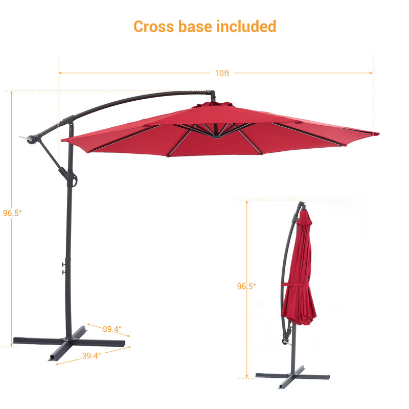 10′ Offset Patio Umbrella, Red