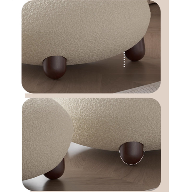 Chaise douce et respirante avec base en bois robuste, Sherpa blanc cassé