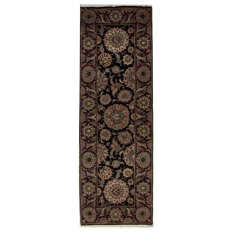 Manchuria One-of-a-Kind Rectangle 2'6" X 4'6" New Age Wool Area Rug in Black/Wine