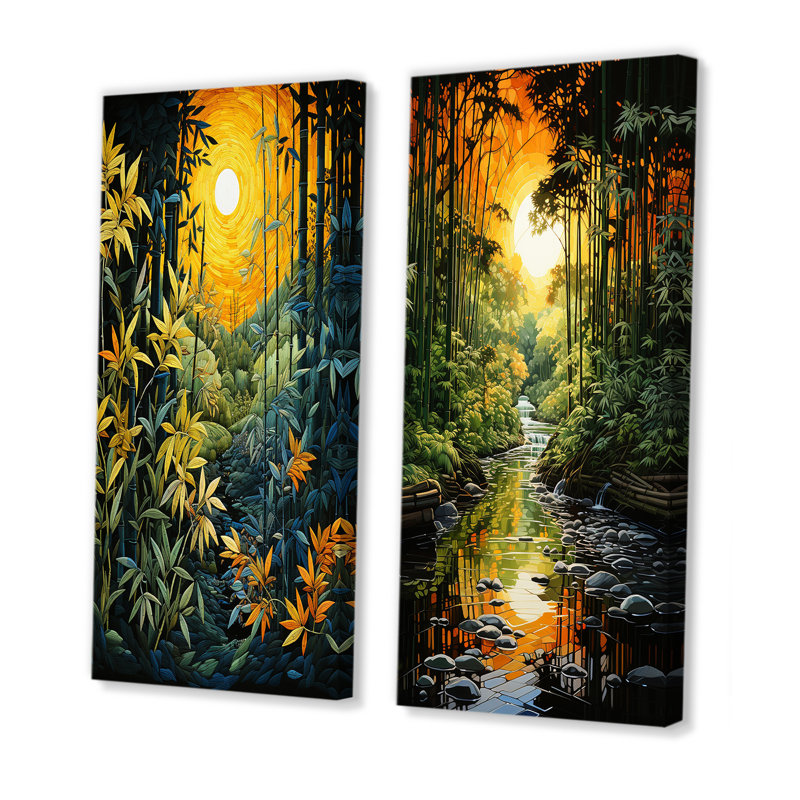 «Asian Art Bamboo Whisper», 2 pièces, H 40 po x l 40 po, Toile tendue