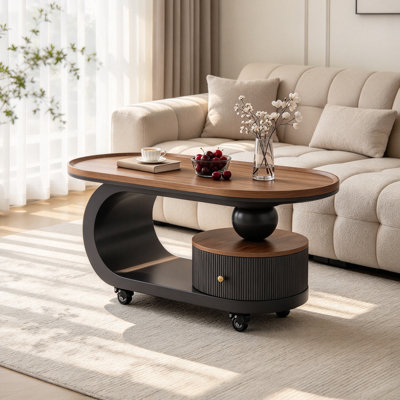 Light Luxury Movable Coffee Table With Storage