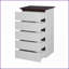 Commode de rangement moderne à 5 tiroirs pour commode, blanc et amp; Noyer | Panneau de particules | Blanc