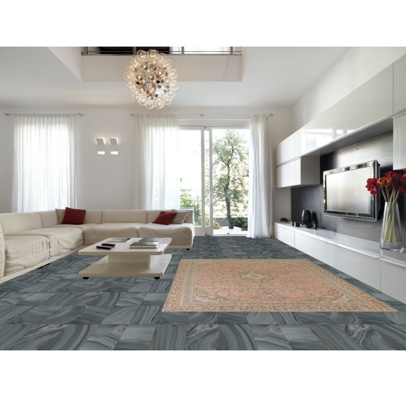 Tapis rose délavé traditionnel 8 x 12
