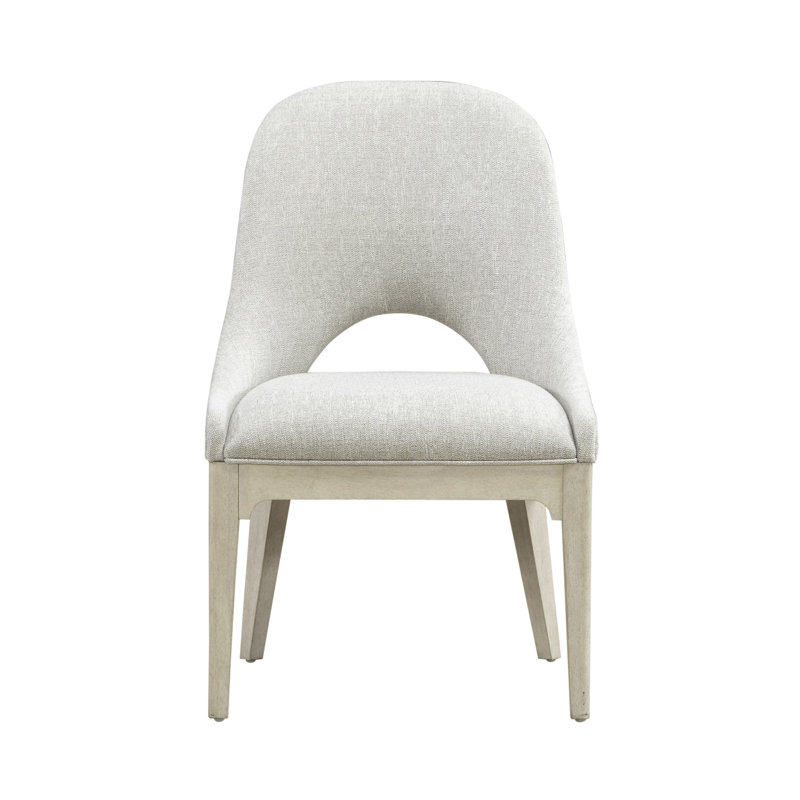 Shaly Upholstered Side Chair w/ Barrel Back, Beige