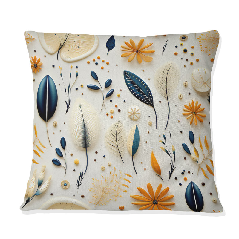 Coussin décoratif à imprimé floral bleu et blanc, H 16 po x l 16 po