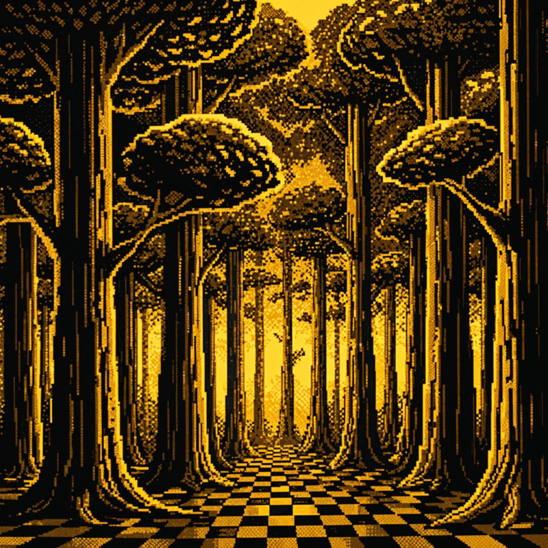 Couvertures Pixel Art Forest, L 60 po x H 80 po, Jaune vif et noir