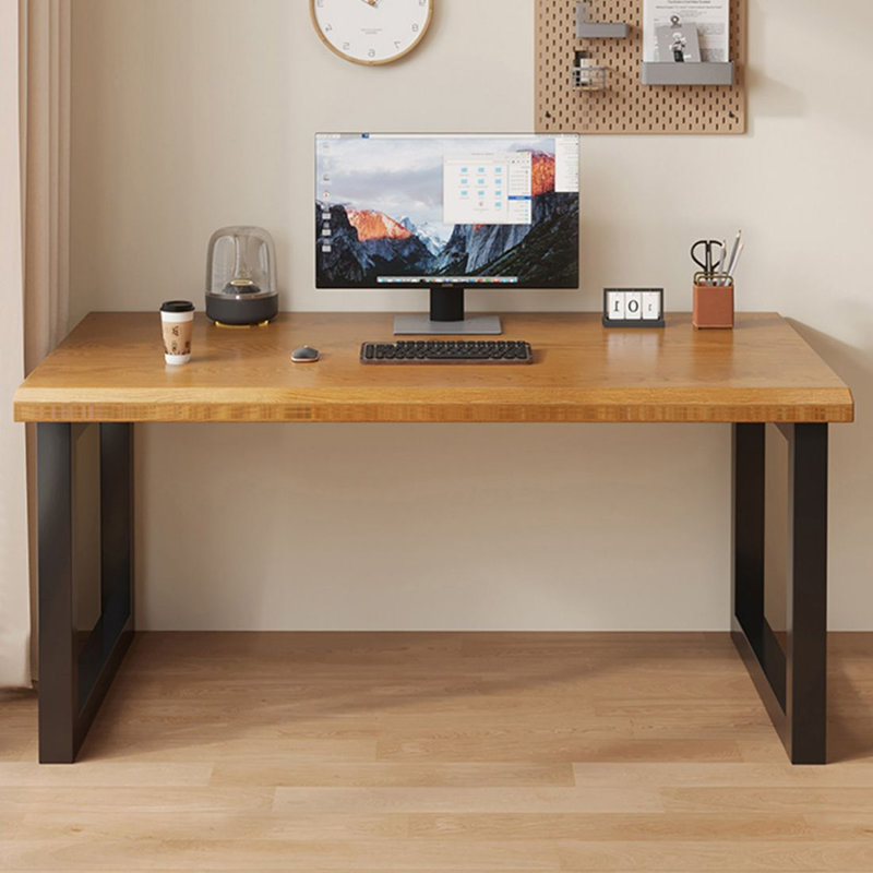 Brown Rectangular Solid Wood Writing Desk, 29.53" H x 70.87" W x 27.56" D