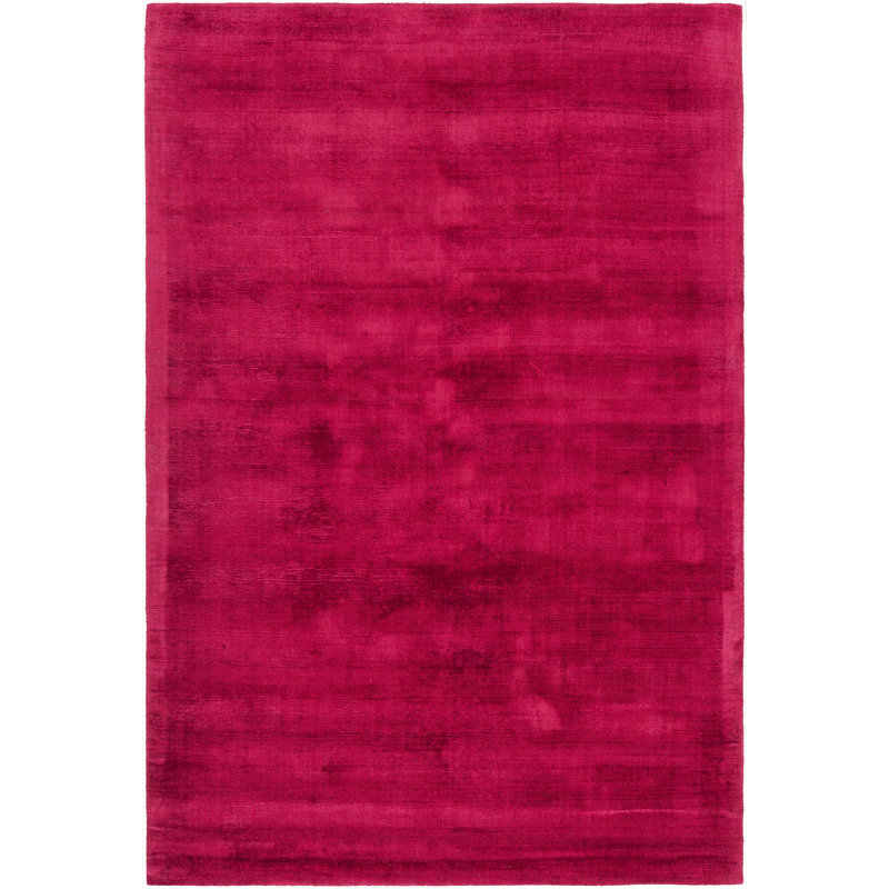 Tapis rouge en viscose unie tissé à la main Vincennes, 5 pi x 7 pi 6 po