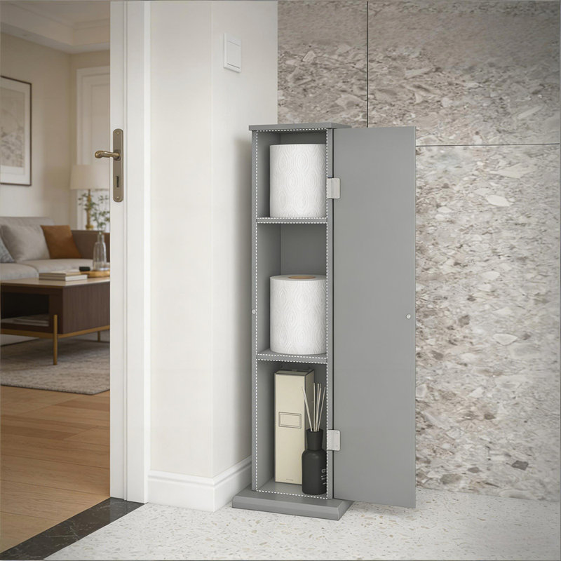 Armoire de rangement d'angle à 3 niveaux avec distributeur de papier hygiénique, peu encombrante et élégante pour les salles de bain modernes