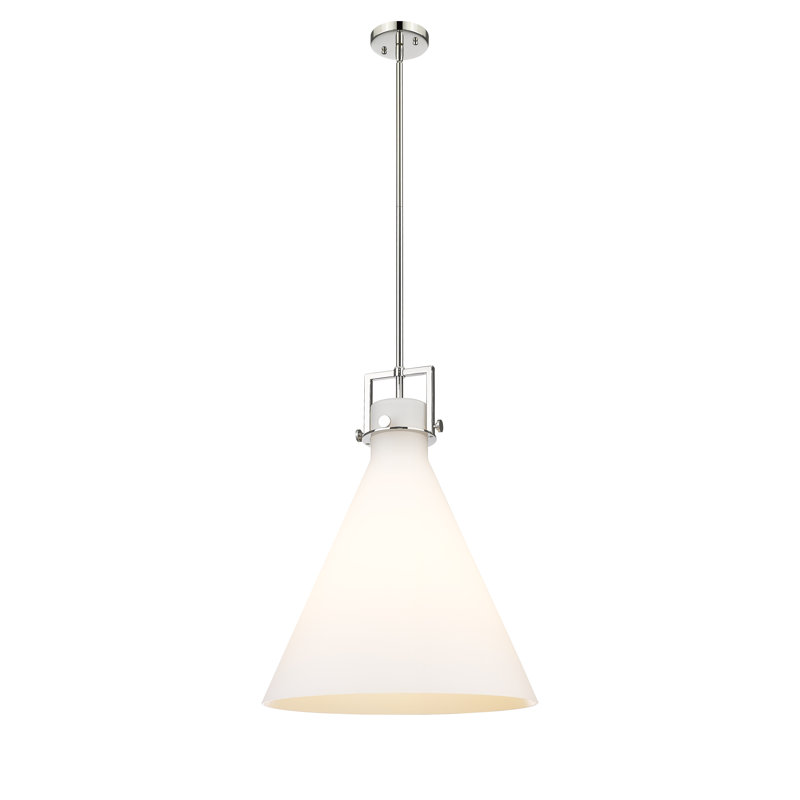 Luminaire suspendu avec tige 30 po Coterie, Blanc mat, H 22,75 po x l 18 po x P 18 po, Nickel poli