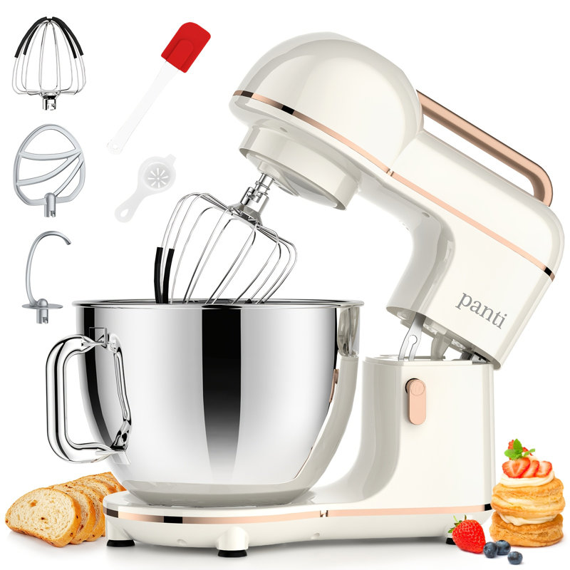 Panti 10-Speed 7-Quart Electric Stand Mixer with Splash Guard, Dough Hook, Flat Beater, Egg white separator and Whisk, Cream