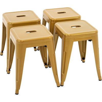 Counter Stool Set Of 4,18" Industrial Stackable Metal Bar Stools, Backless Metal Dining Chairs For Indoor Outdoor Kitchen Classroom