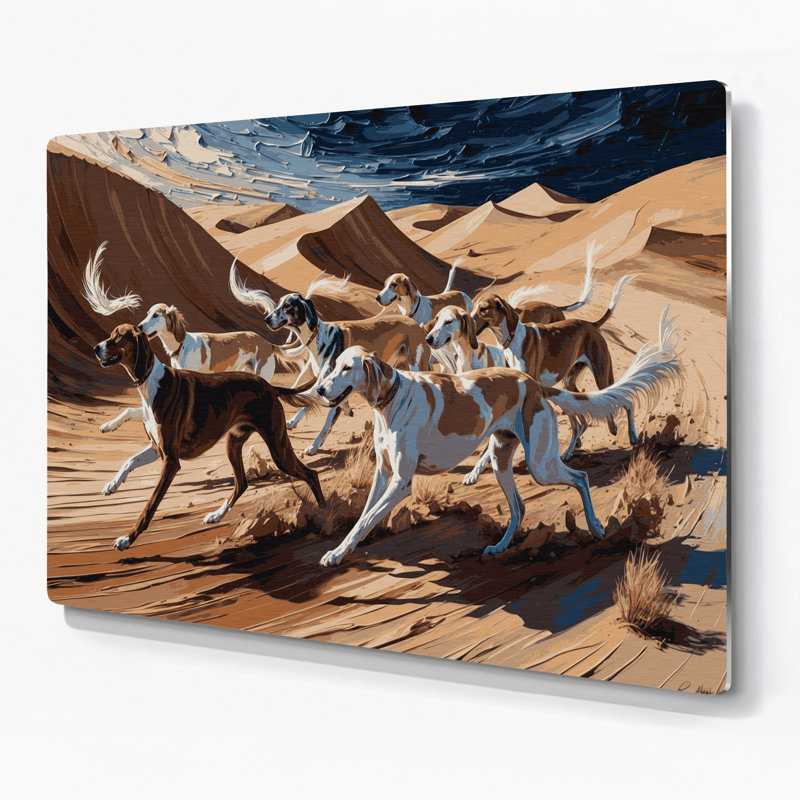 Chiens, art mural brun en métal, H 11 po x l 14 po