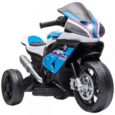Licensed 6V  Ride on Motorcycle, Off-Road Battery Powered Three Wheels Dirtbike with USB, AUX, Music and Headlight for Toddler, Blue