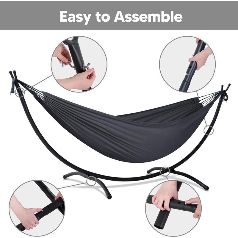 Standing Patio Hammock - Portable and Foldable with Stand Included. Ideal for Outdoor Relaxation on Patios, Decks, or in Gardens. Easy to Set Up and Take Down. Compact Design Allows for Hassle - Free Storage. Enjoy Comfortable Lounging Anywhere Outdoors