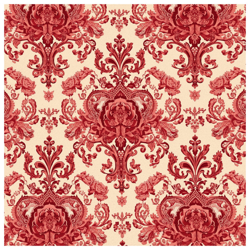 Édredon damassé à motif floral rouge, Simple extra long