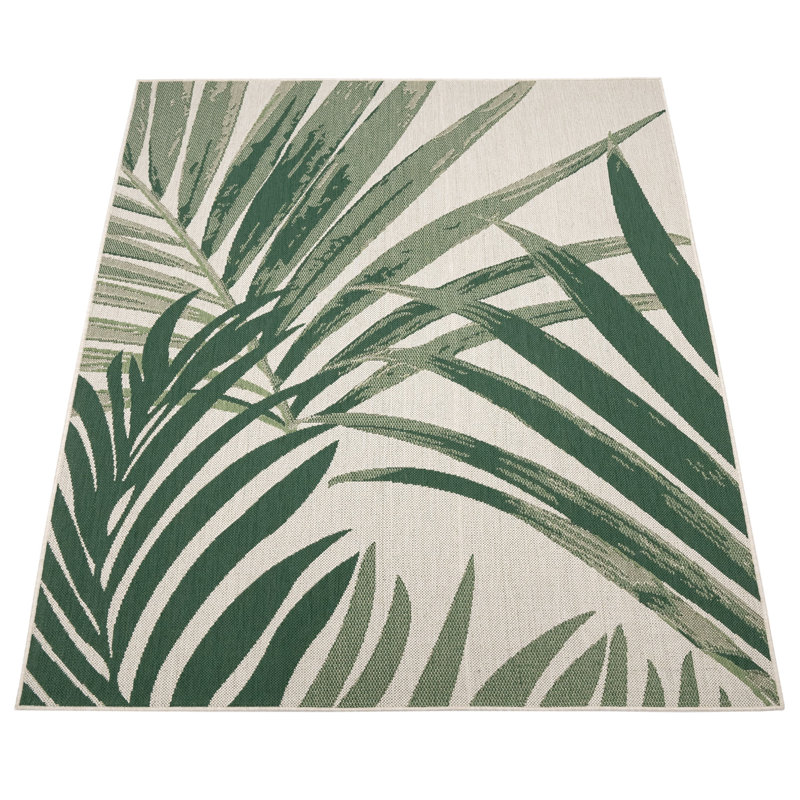 Gagny Floral Indoor / Outdoor Area Rug, Rectangle 3'11" x 5'7", Ivory/Green