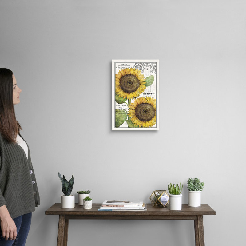 Art mural sur toile Botanical Sunflower, Toile tendue, H 12 po x l 18 po x P 1,25 po