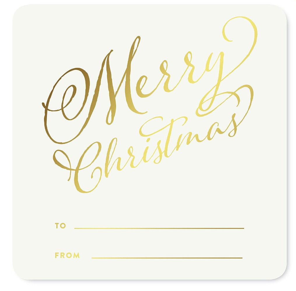  Stylized Merry Christmas to From Square Gift Label Sticker (Set of 40) Koyal Wholesale