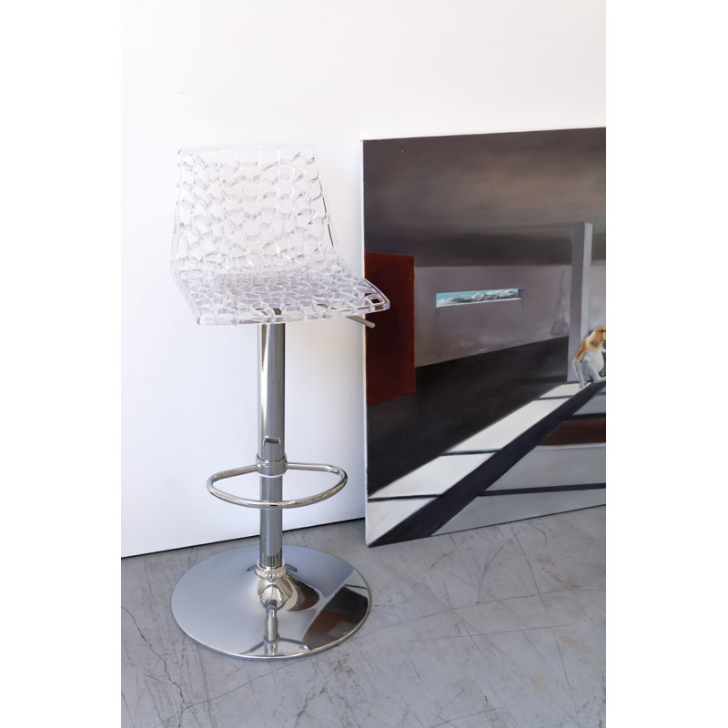 Spider Height Adjustable Swivel Bar Stool, Transparent