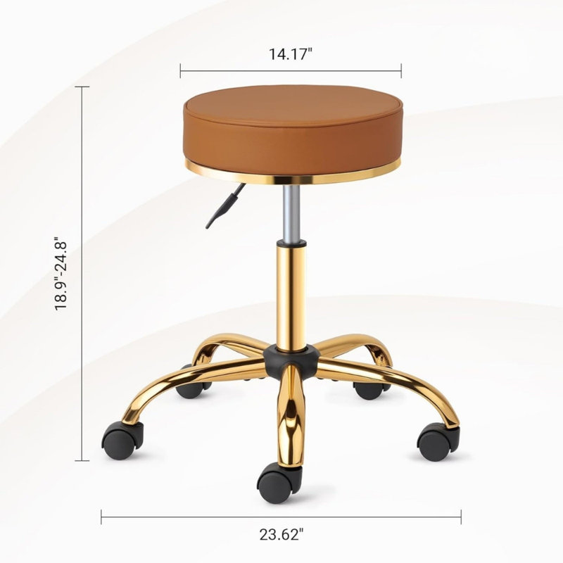 Adjustable Salon Stool Brown Gold