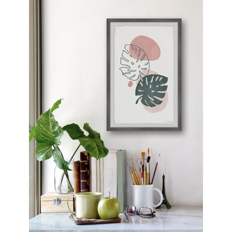 Feuille verte et blanche, reproduction d’art sur papier, H 18 po x l 12 po x P 1,5 po